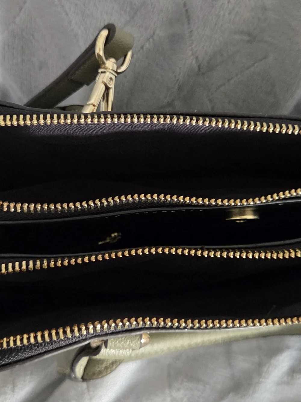 Nine West Olive Green Dome Satchel with Gold Accents
